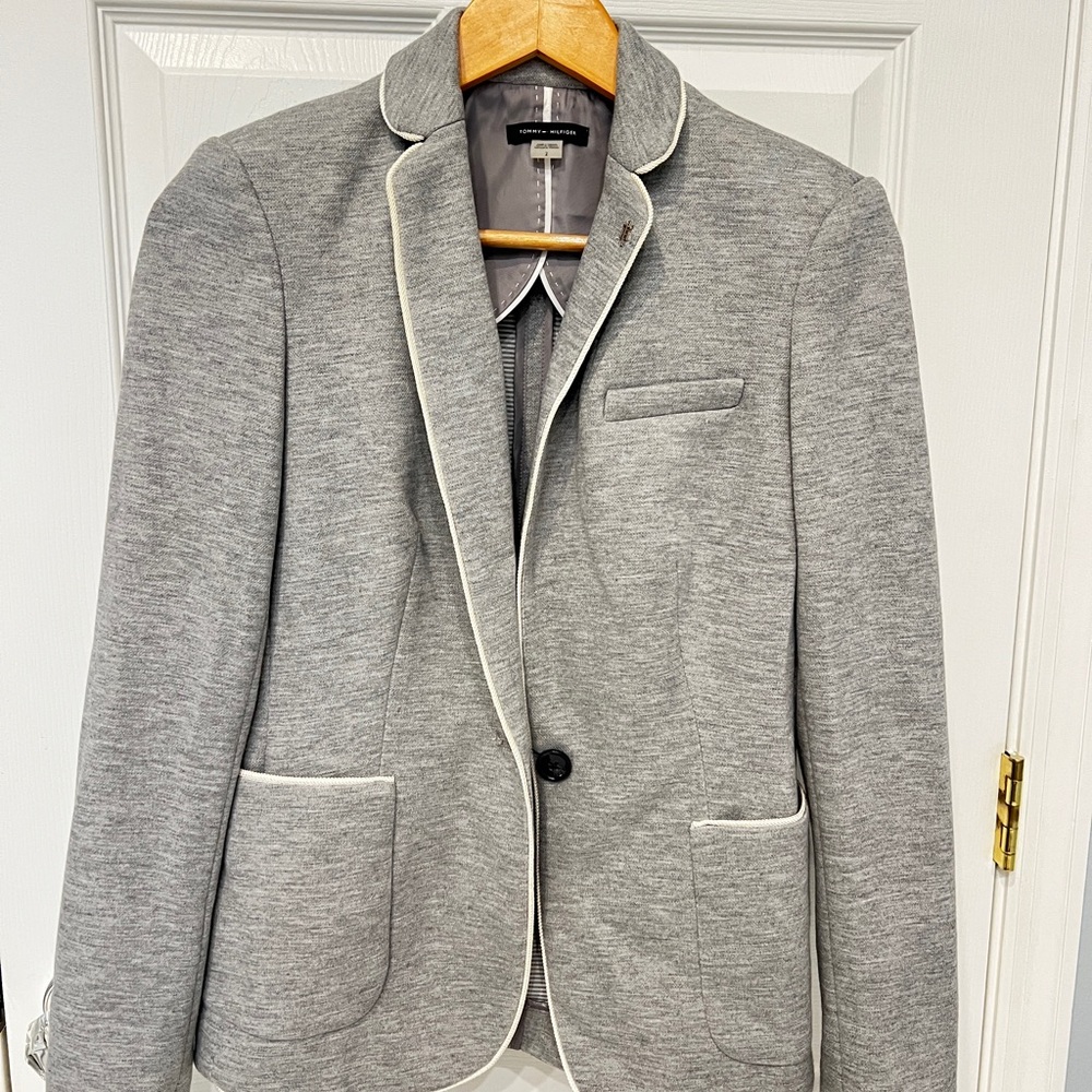 Tommy Hilfiger Gray Blazer with White Trim